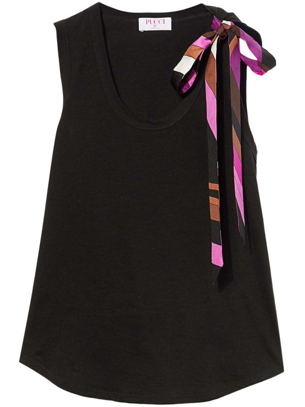 Pucci Abstract Print Self-Tie Top - Black image 0