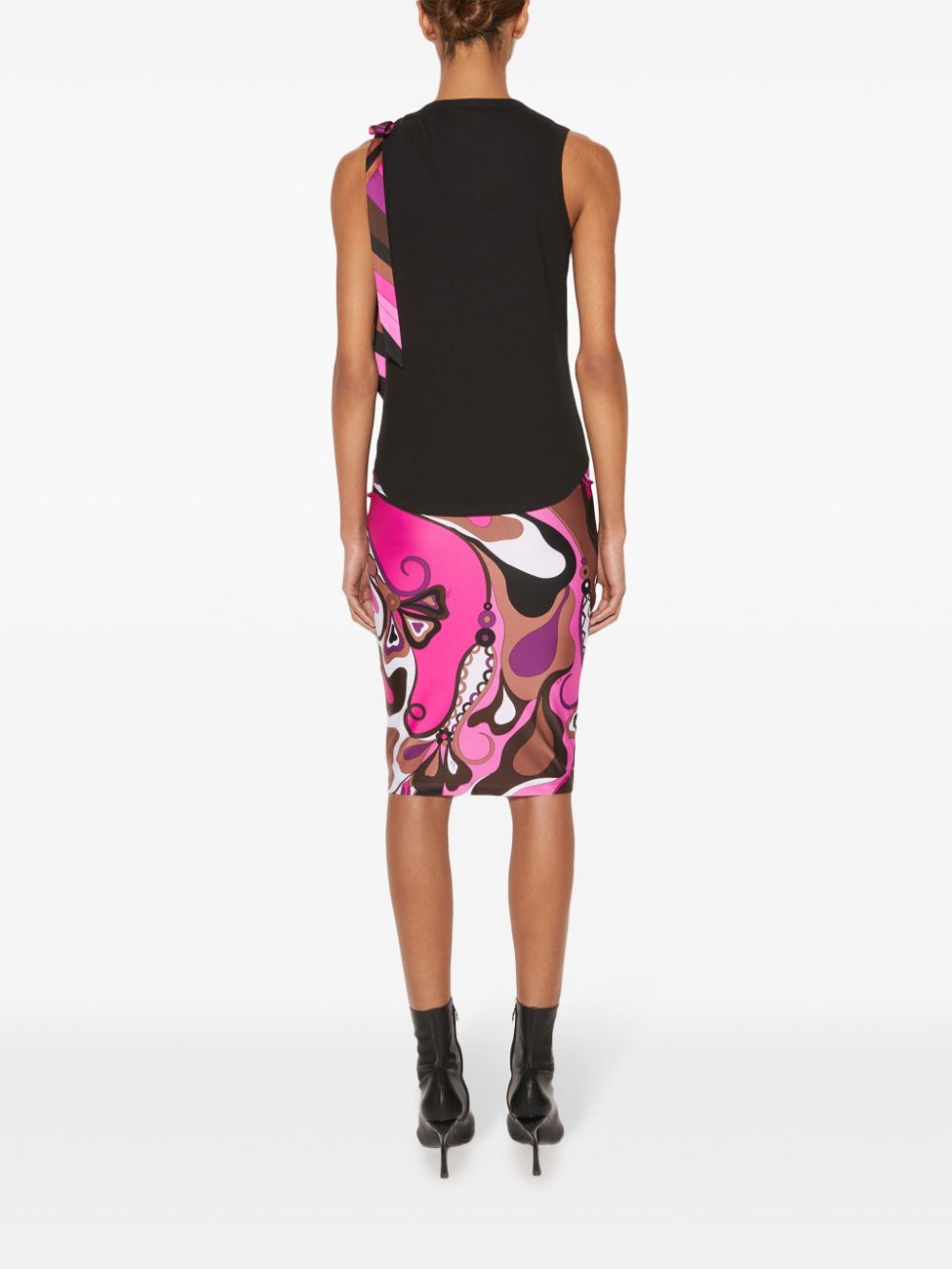 Pucci Abstract Print Self-Tie Top - Black image 2