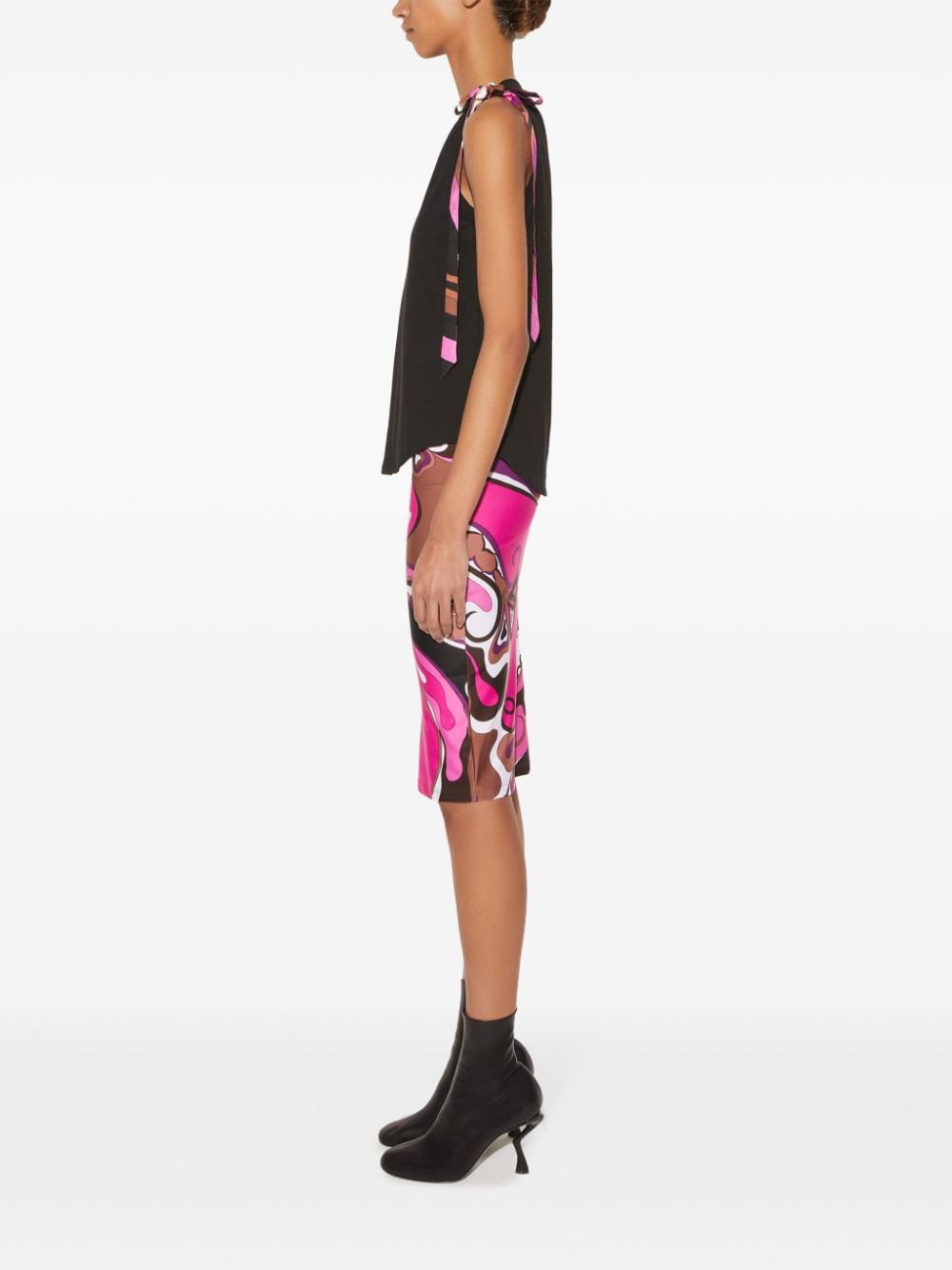 Pucci Abstract Print Self-Tie Top - Black image 3