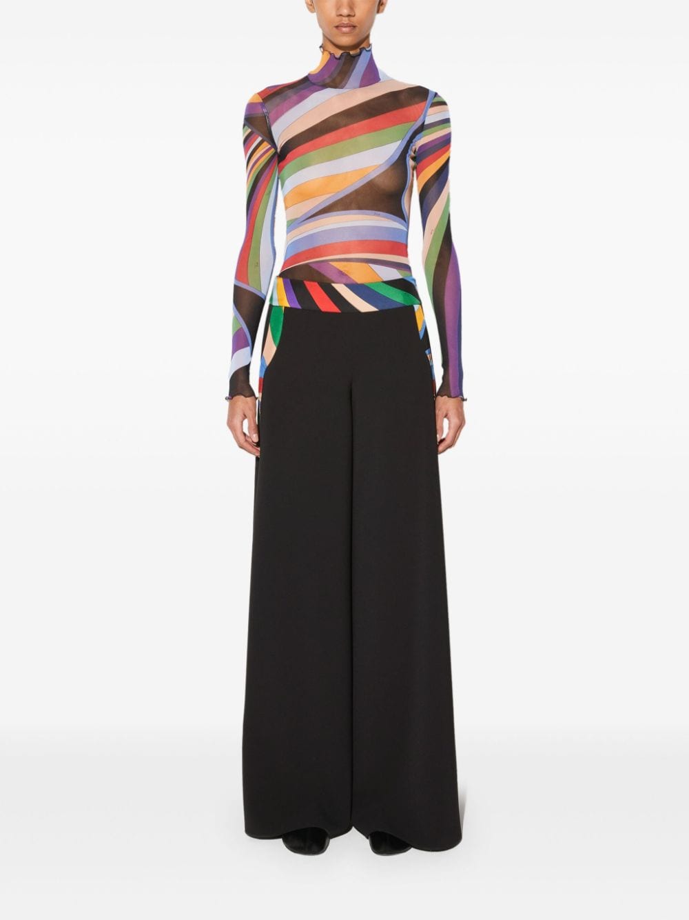 Pucci Iride-Print Wide Leg Trousers - Black image 2