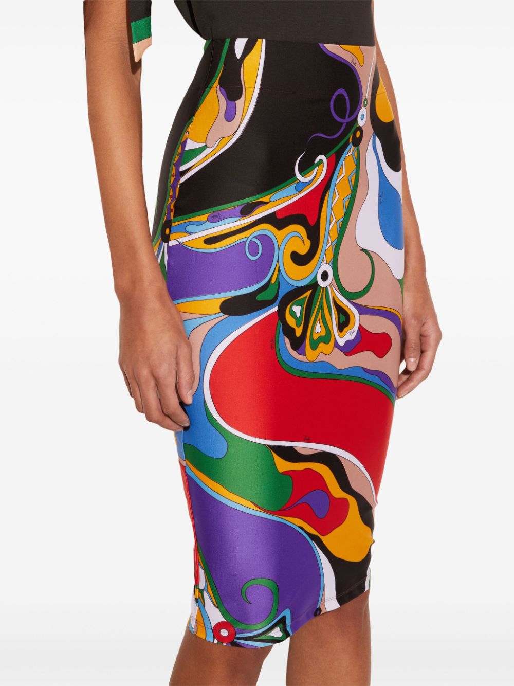 Purple Abstract Print Pencil Skirt image 1