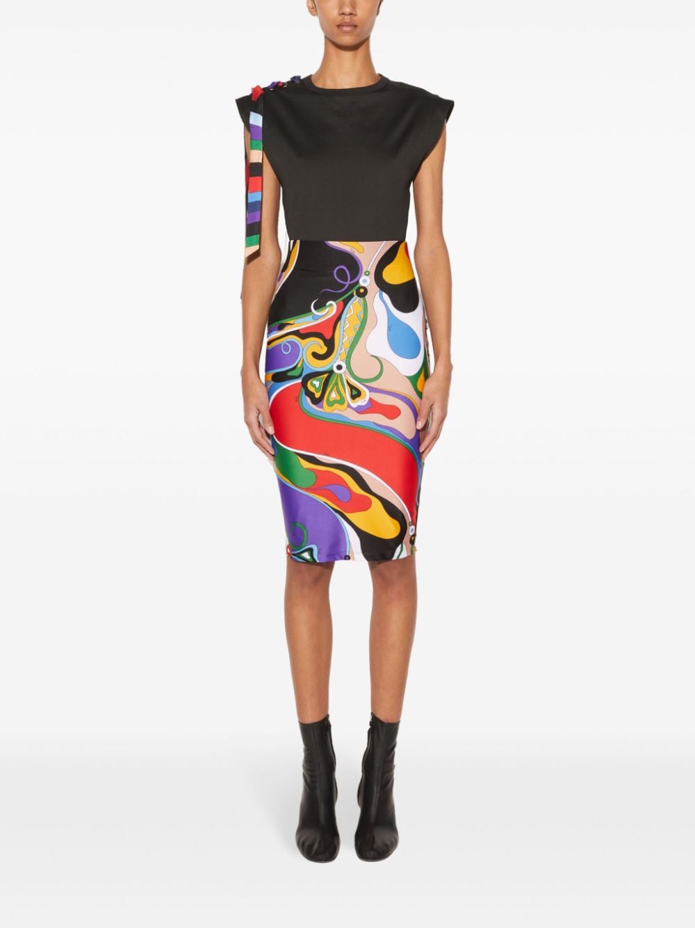 Purple Abstract Print Pencil Skirt image 2