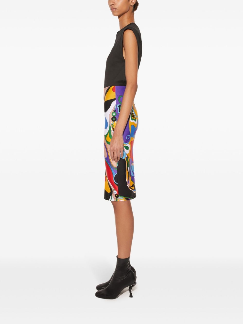 Purple Abstract Print Pencil Skirt image 3