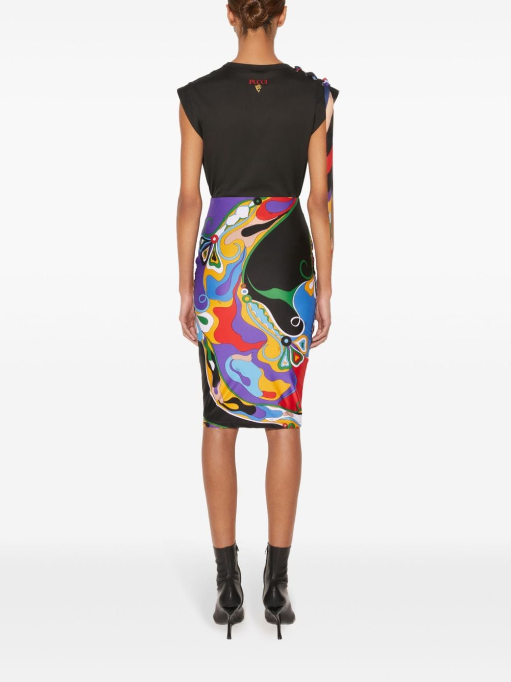 Purple Abstract Print Pencil Skirt image 4