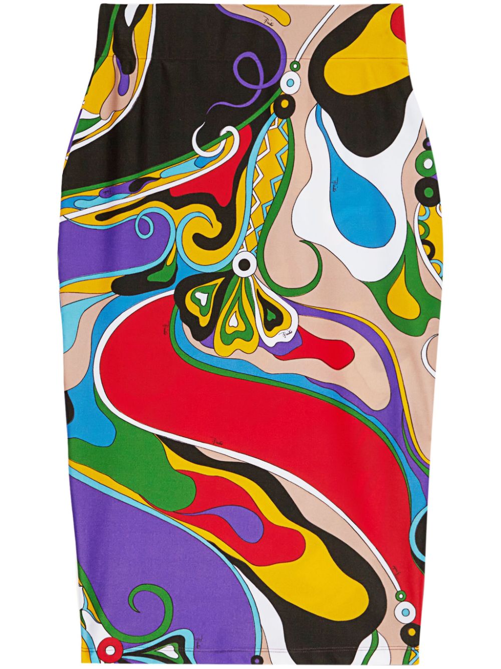 Purple Abstract Print Pencil Skirt image 0