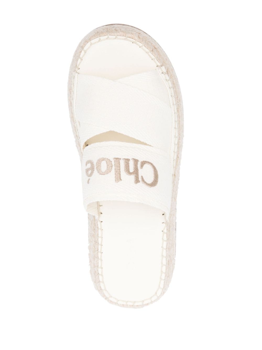 Chloè White Open Toe Raffia Platform Sandals image 1