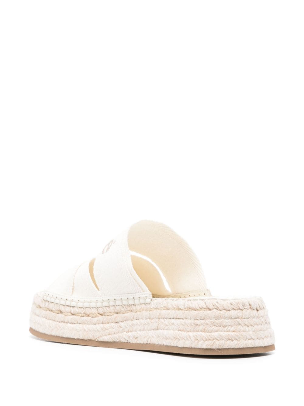 Chloè White Open Toe Raffia Platform Sandals image 2