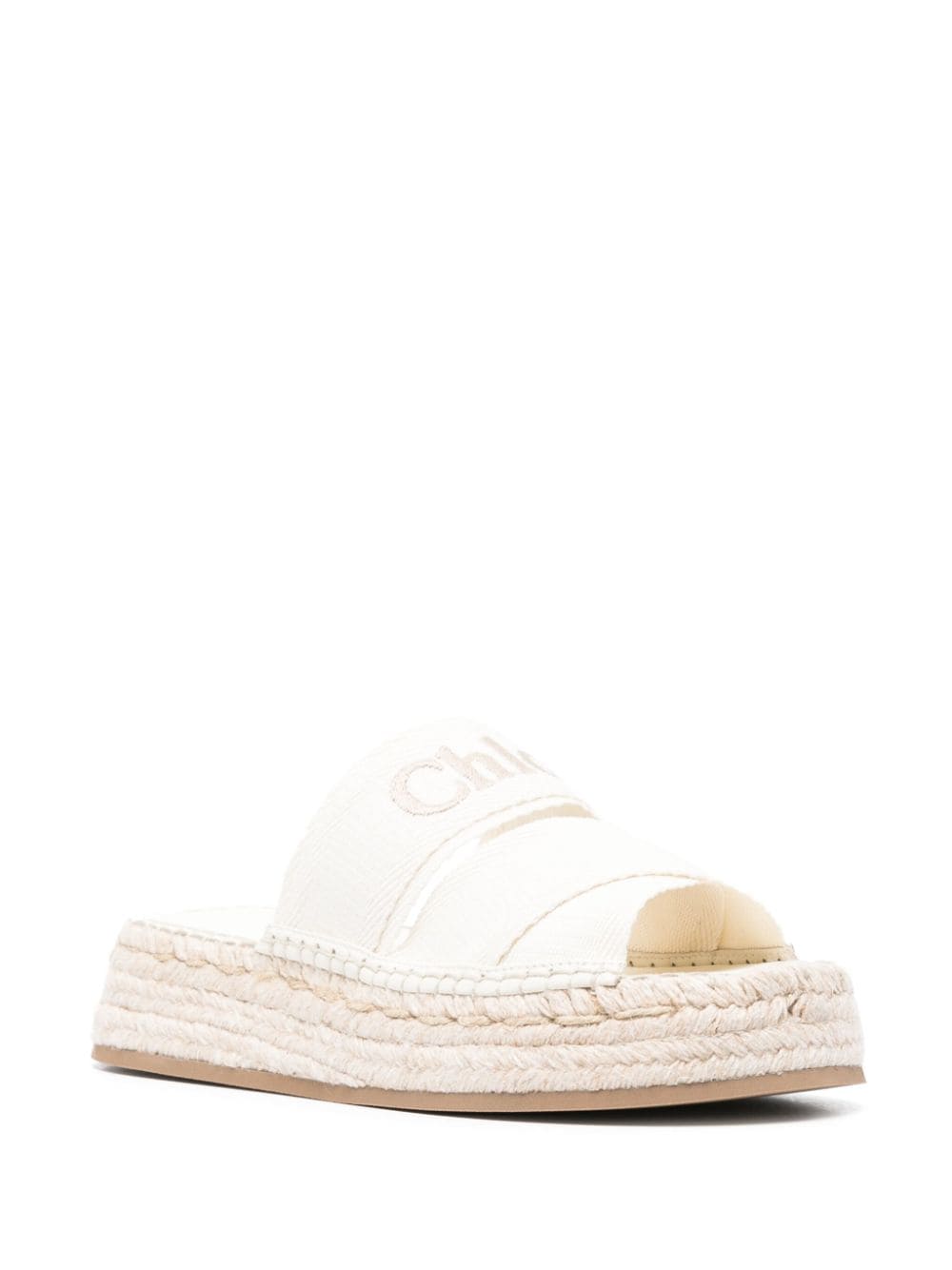 Chloè White Open Toe Raffia Platform Sandals image 3