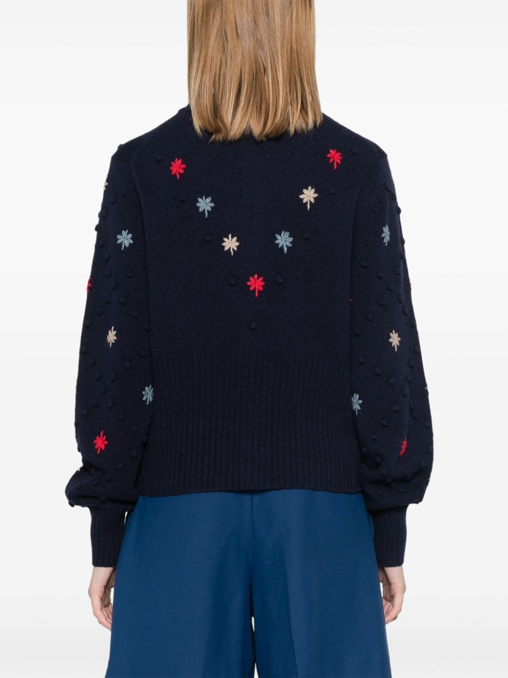 Paul Smith Men's Blue Ribbed Knit Sweater with Embroidered Diamond Pattern image 2