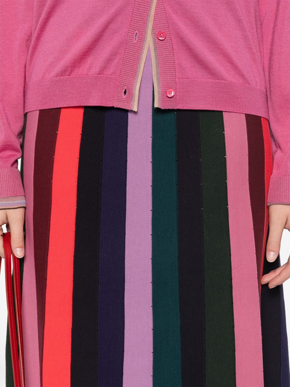 Paul Smith Blue Striped Ribbed Knit A-Line Skirt image 1