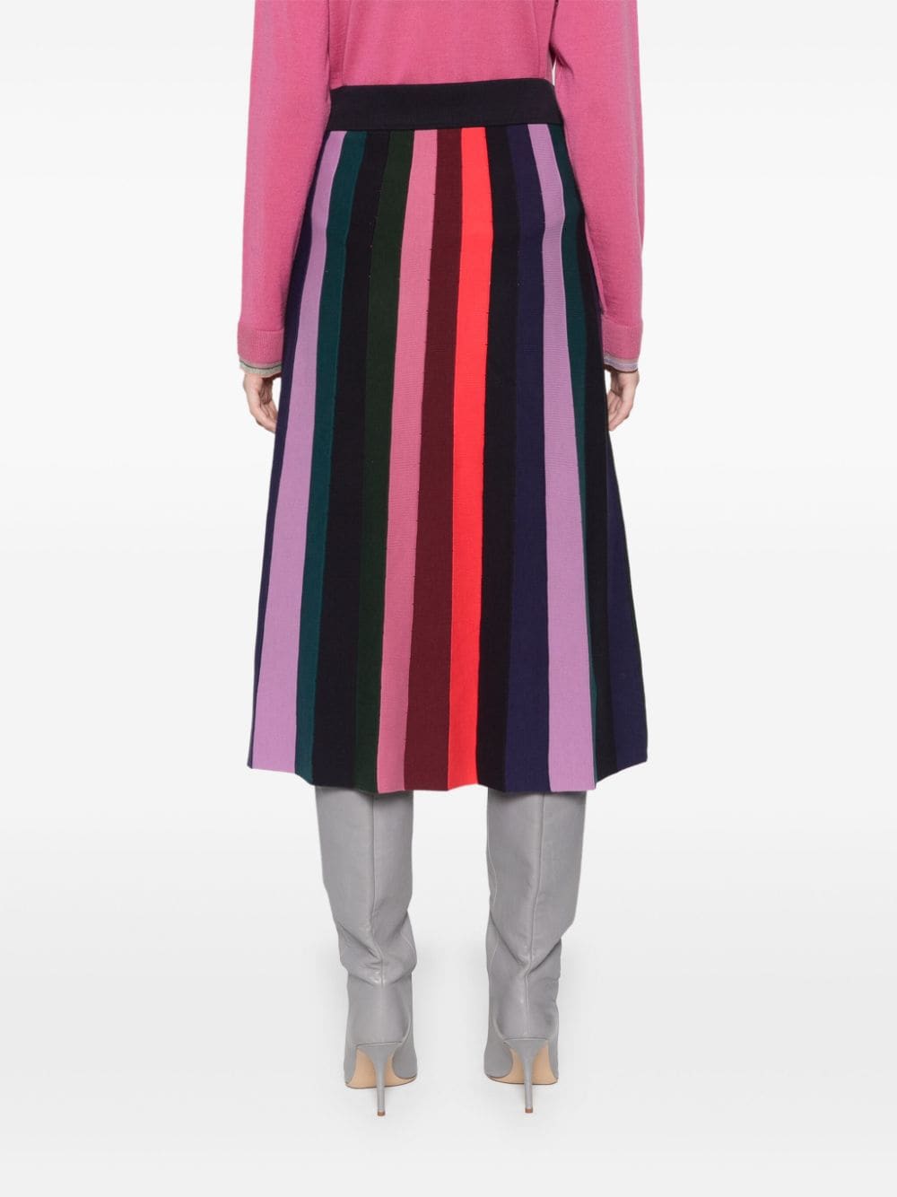 Paul Smith Blue Striped Ribbed Knit A-Line Skirt image 2