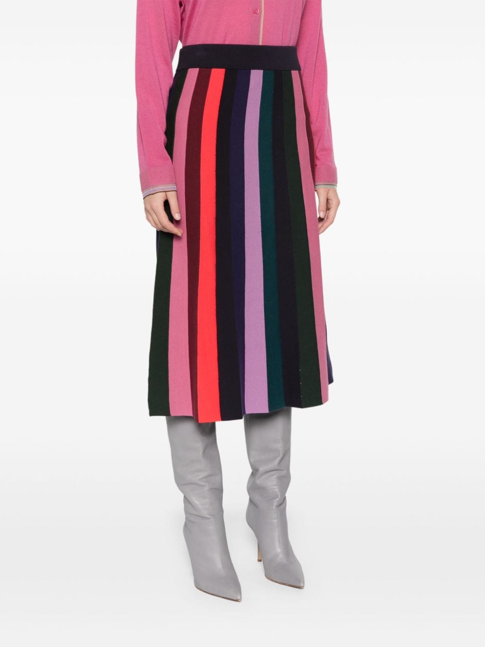 Paul Smith Blue Striped Ribbed Knit A-Line Skirt image 4