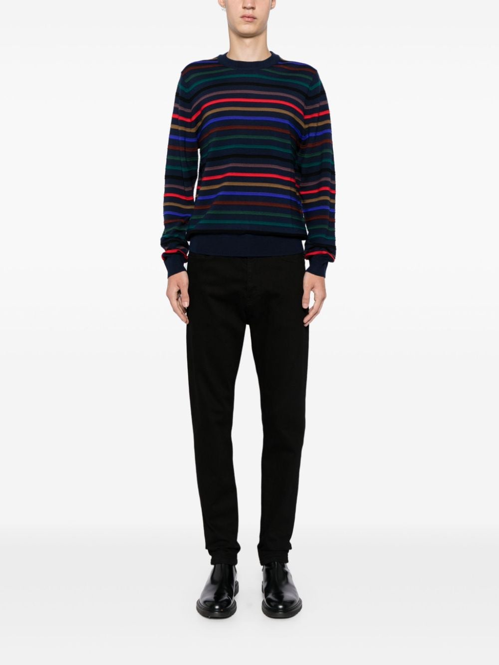 Paul Smith Blue & Multicolor Striped Merino Wool Sweater image 1