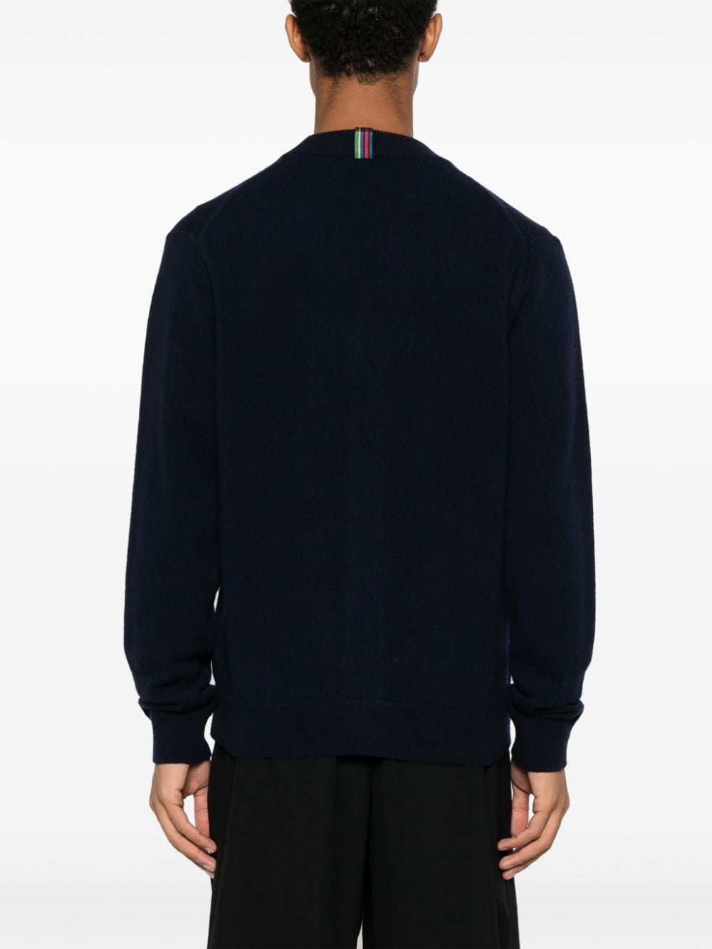 Paul Smith Men's Ribbed V-Neck Merino Wool Sweater - Midnight Blue image 3