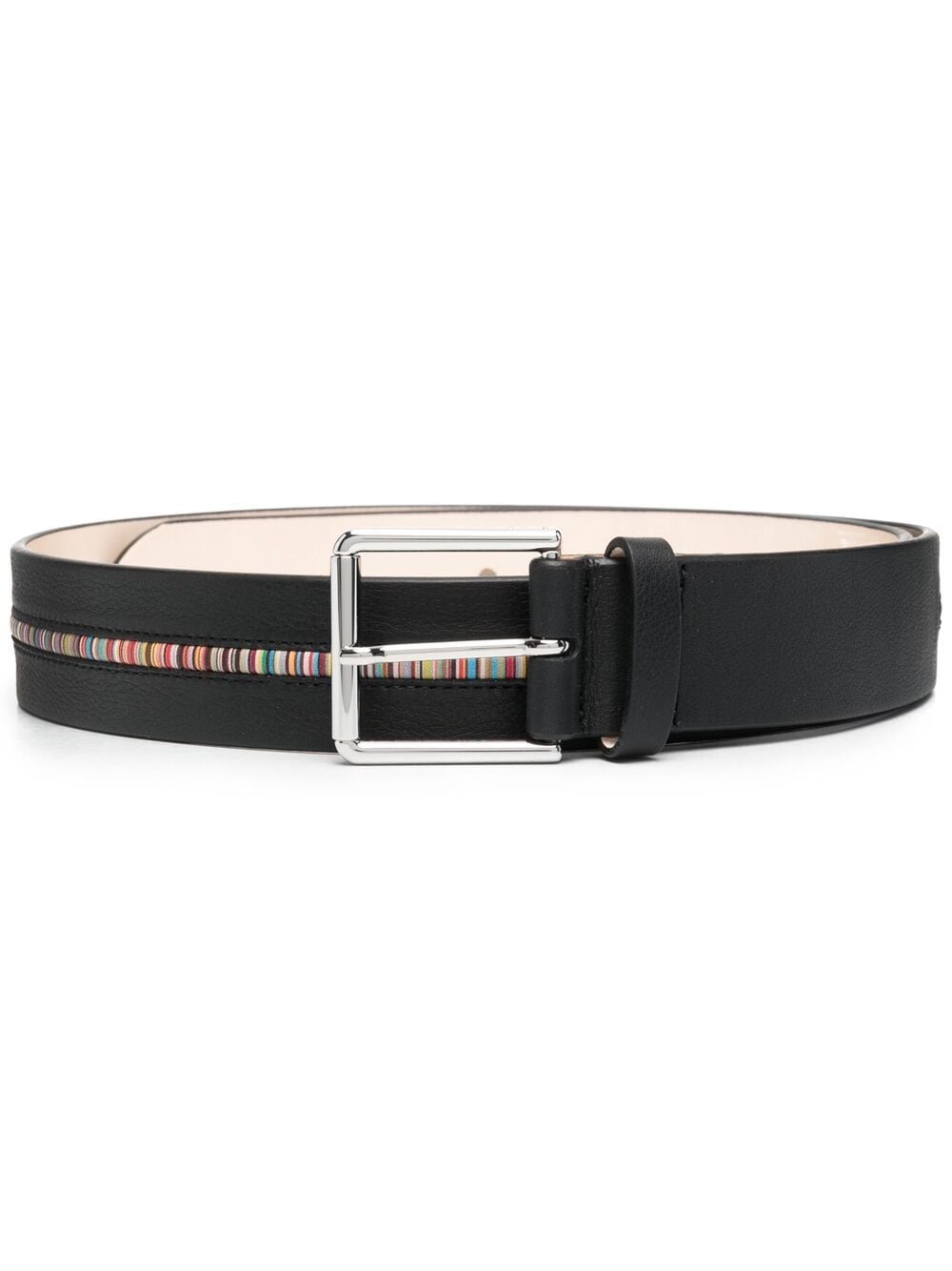 Paul Smith Men's Black Leather Belt with Artist Stripe image 0