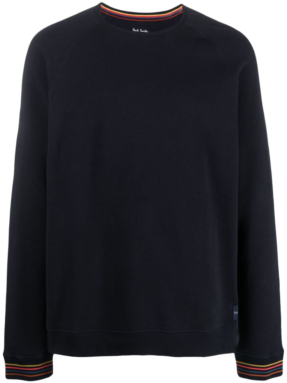 Paul Smith Blue Cotton Sweater with Logo Patch image 0