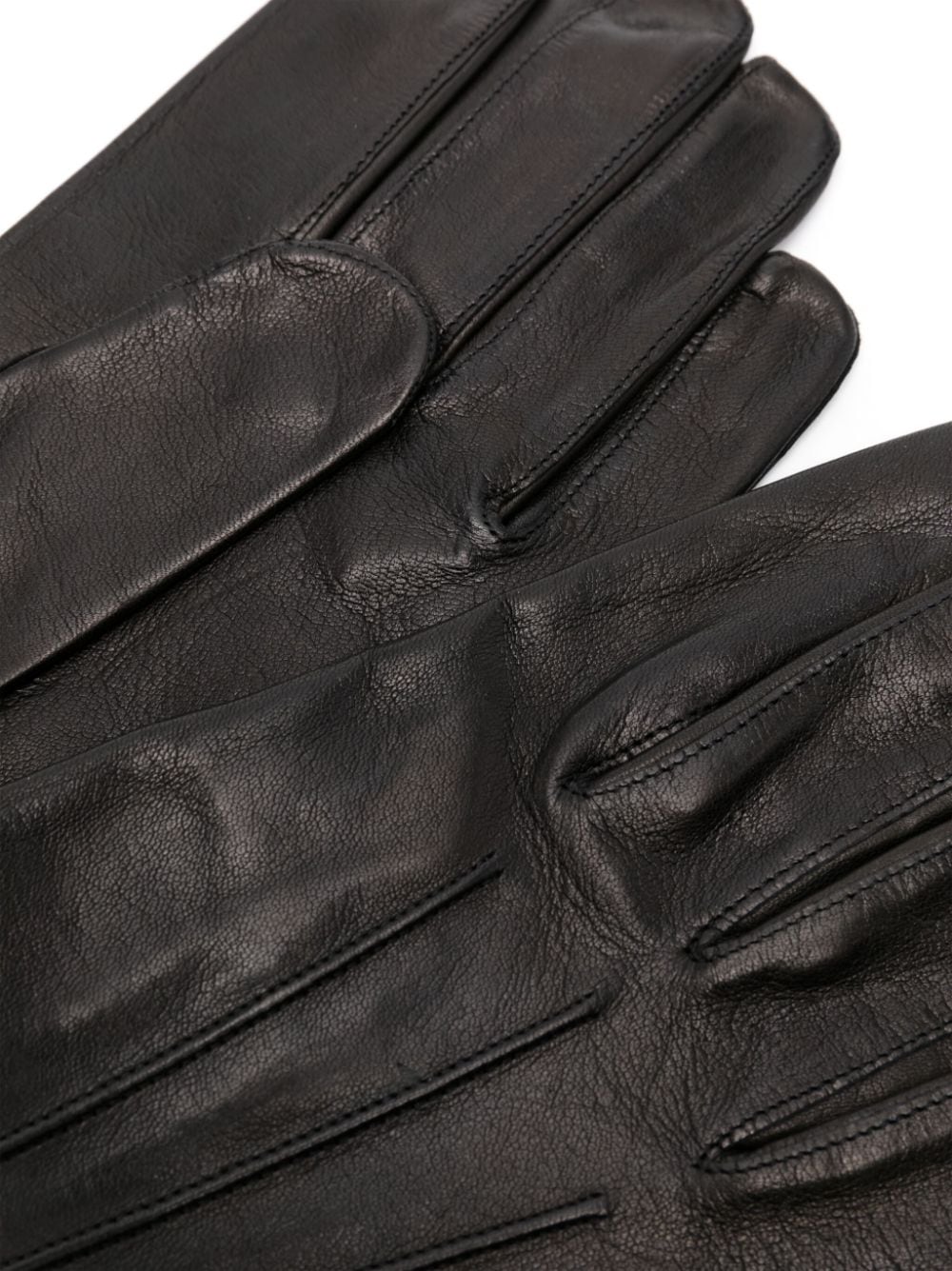 Paul Smith Striped Trim Leather Gloves - Black image 1