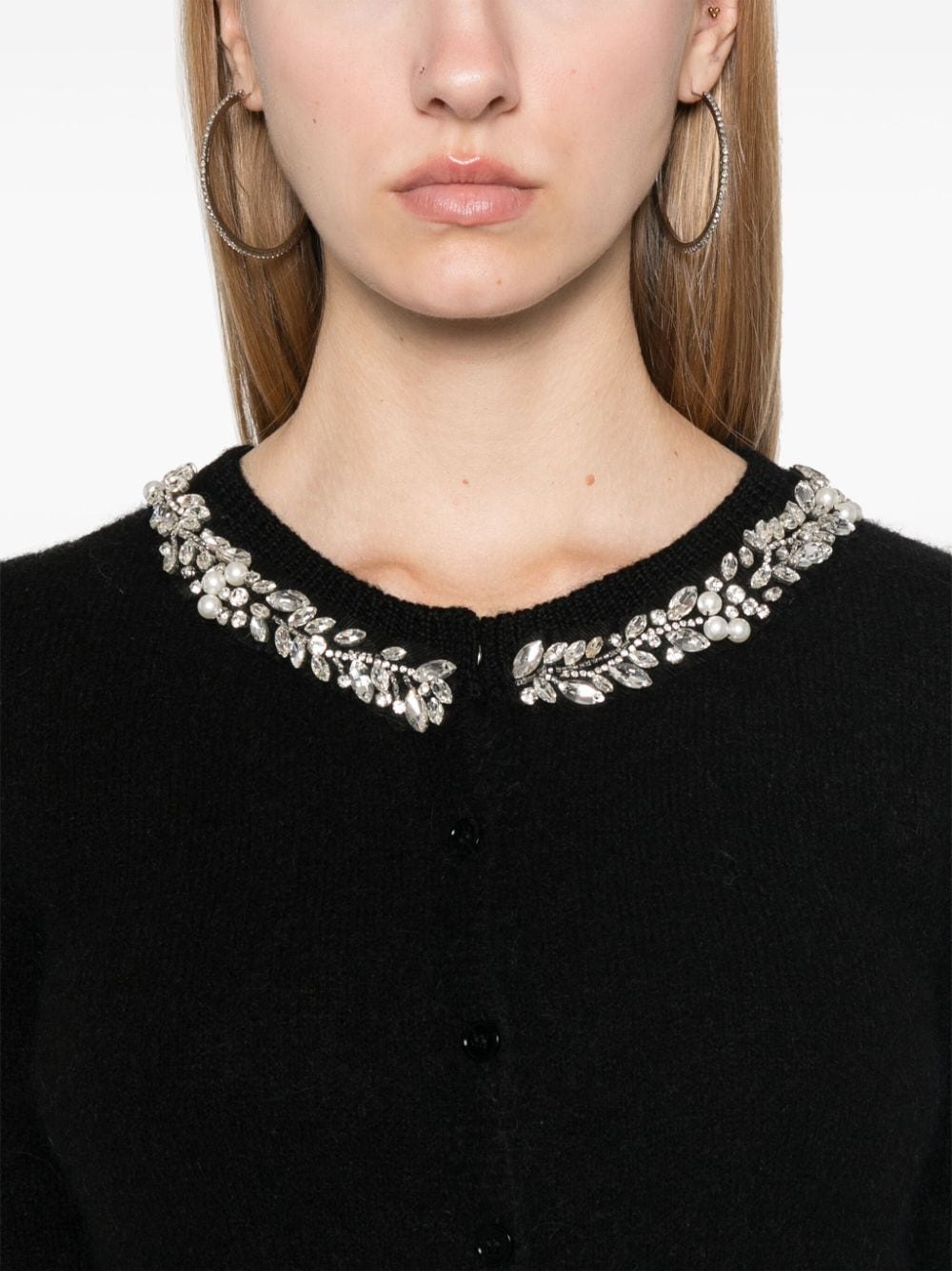 ERMANNO FIRENZE Black Crystal-Embellished Knit Sweater image 3