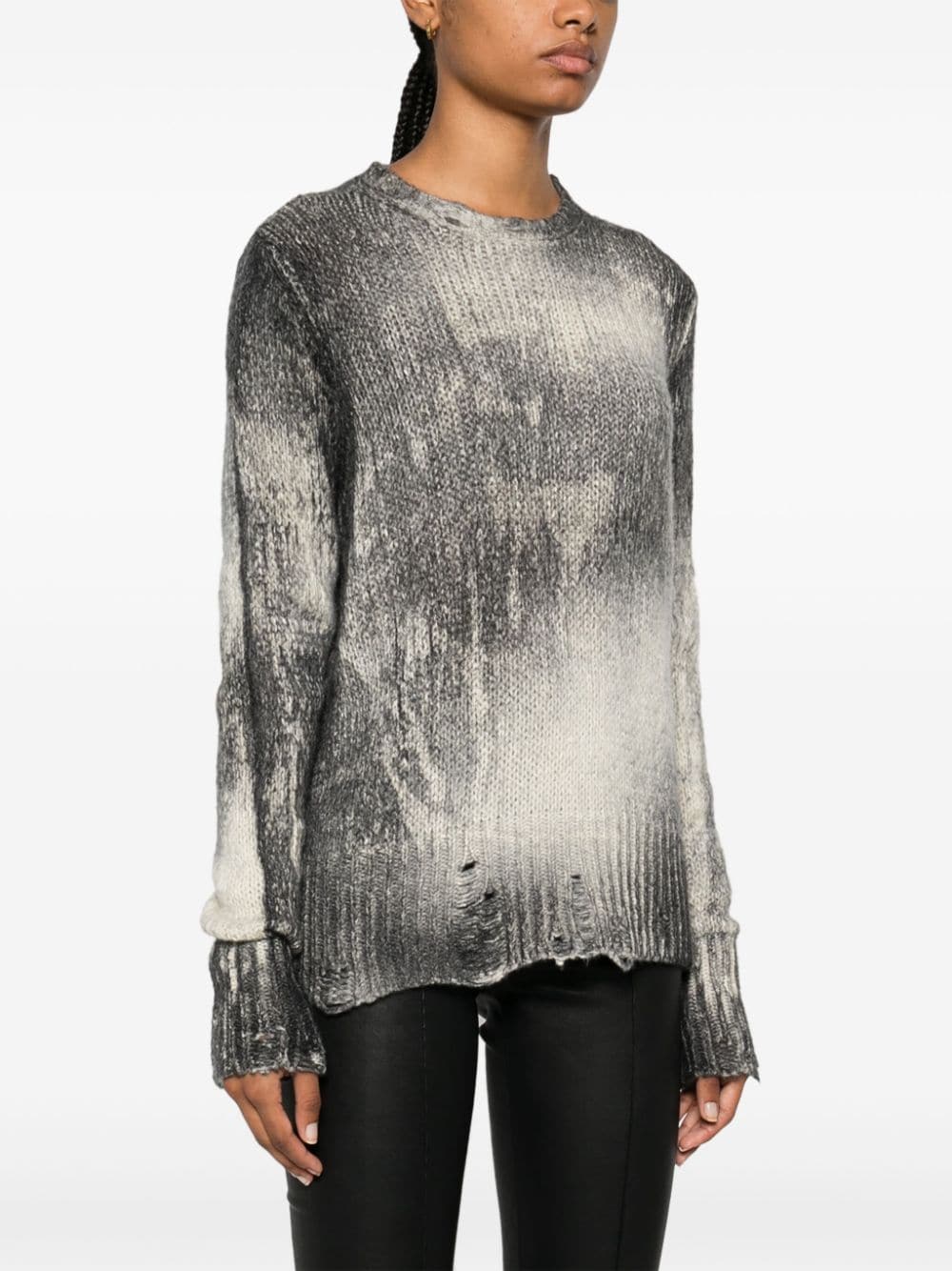 Avant Toi Women's Grey Marbled Knit Cashmere Blend Sweater image 1