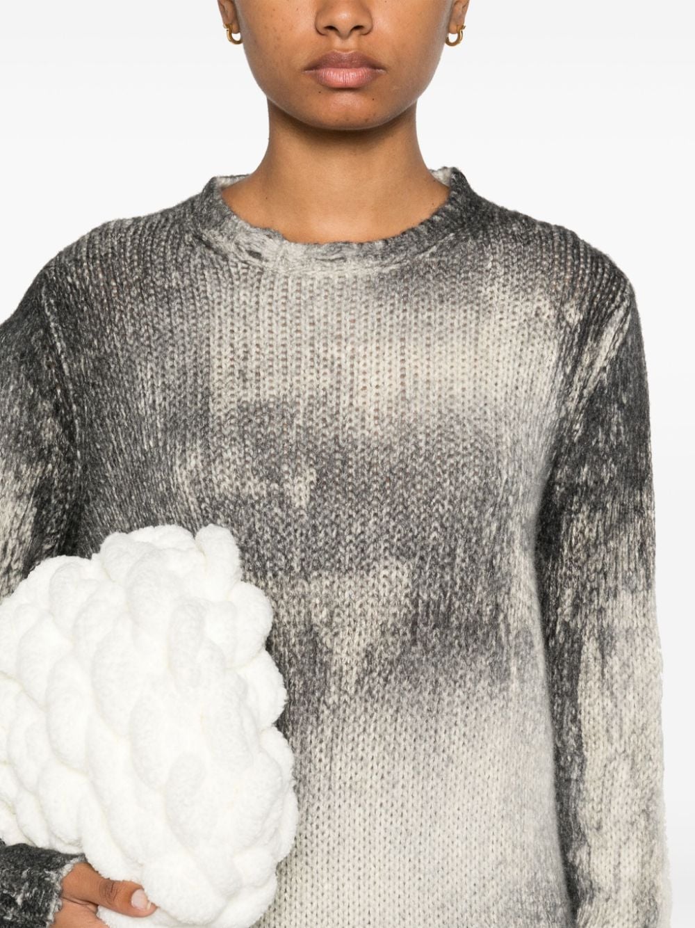 Avant Toi Women's Grey Marbled Knit Cashmere Blend Sweater image 2