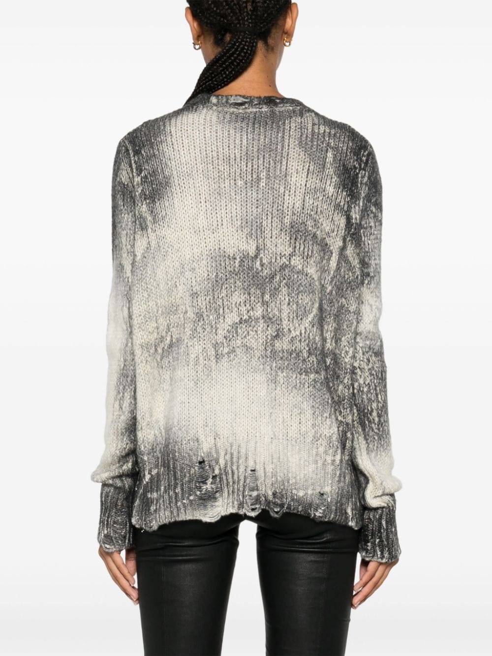 Avant Toi Women's Grey Marbled Knit Cashmere Blend Sweater image 4