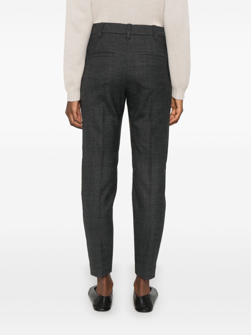 Brunello Cucinelli Grey Wool Trousers with Monili Chain Detail image 1