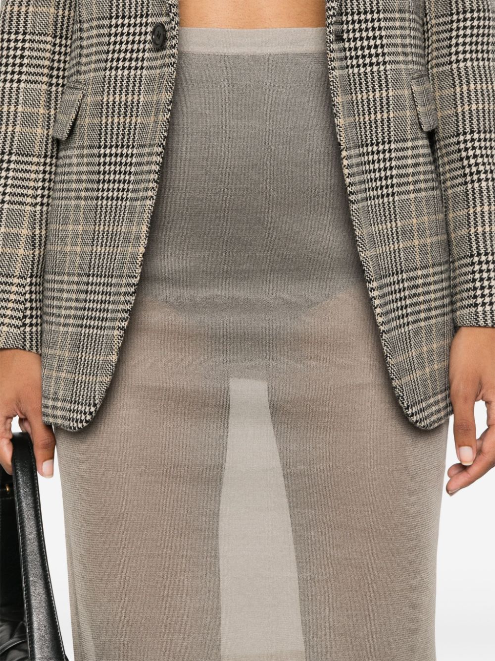 Saint Laurent Grey Silk Pencil Skirt image 2