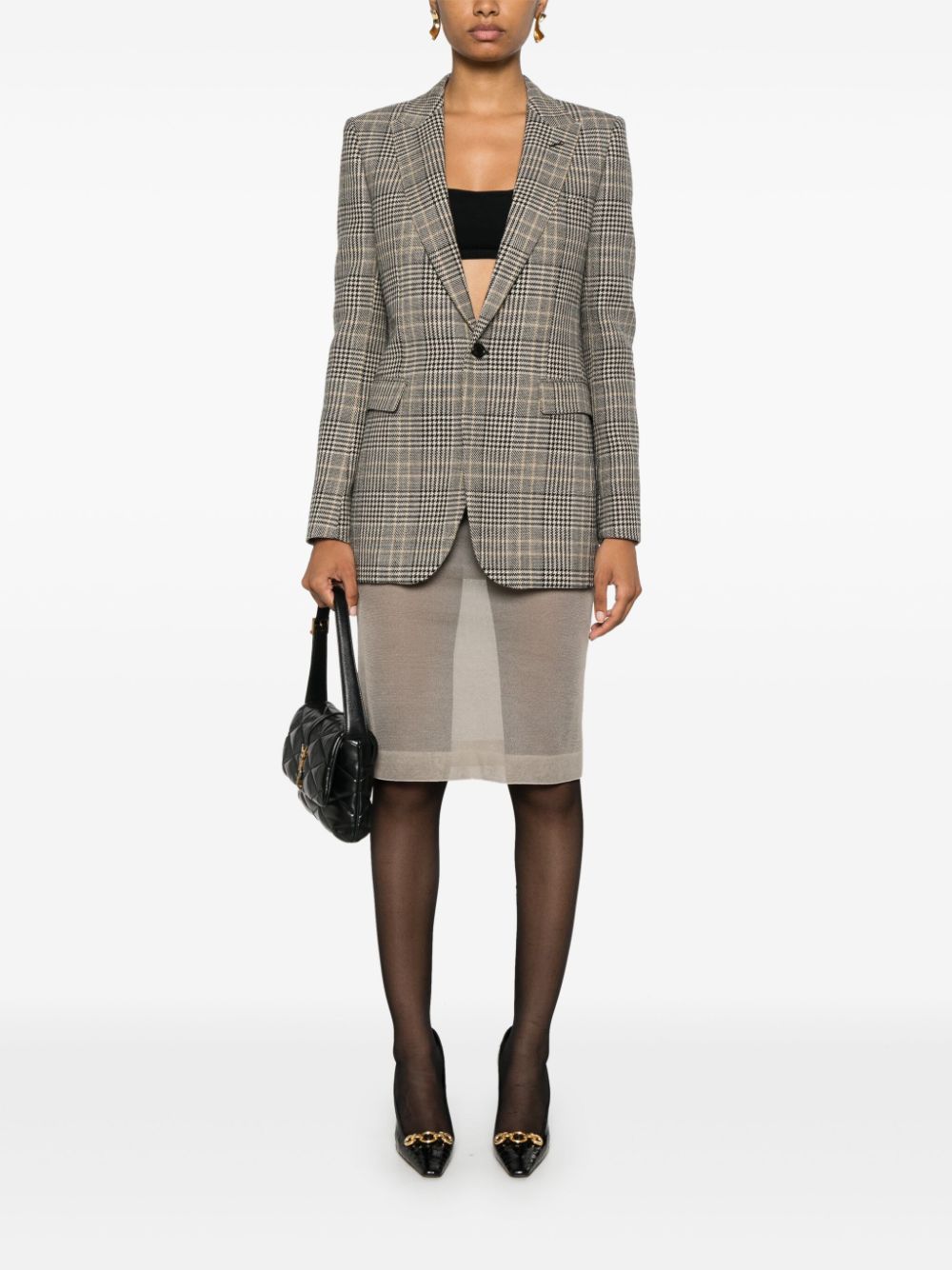 Saint Laurent Grey Silk Pencil Skirt image 3