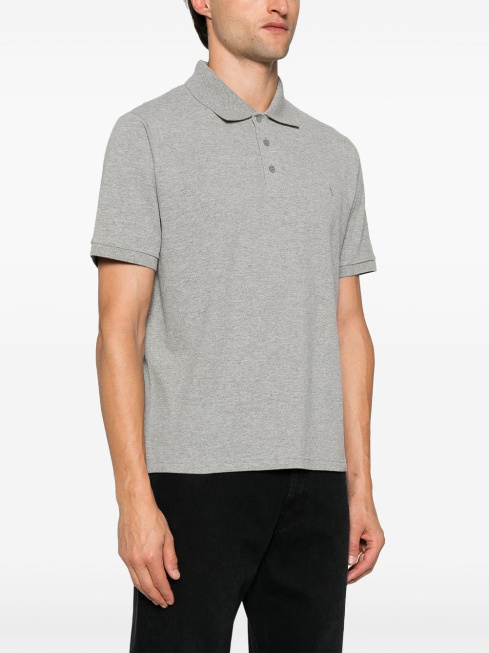 Saint Laurent Grey Cotton Blend Pique Polo Shirt image 2