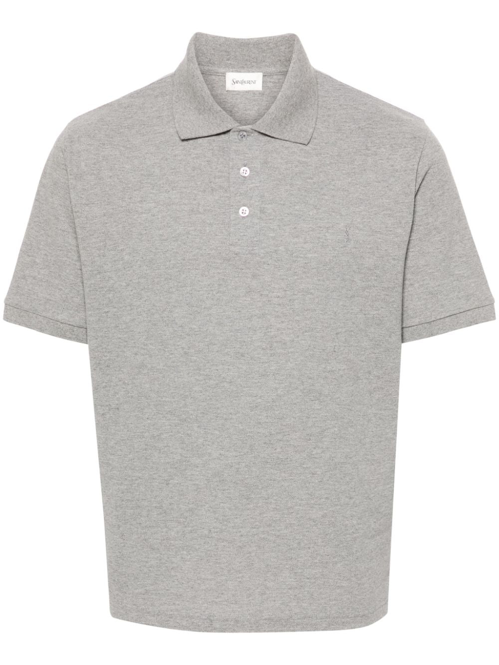 Saint Laurent Grey Cotton Blend Pique Polo Shirt image 0