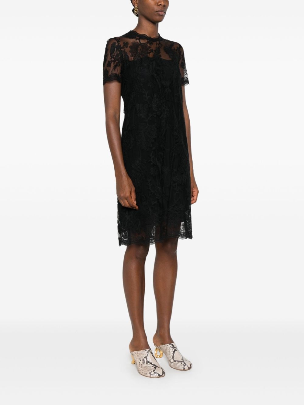 Ermanno Scervino Black Floral Lace Semi-Sheer Dress image 1