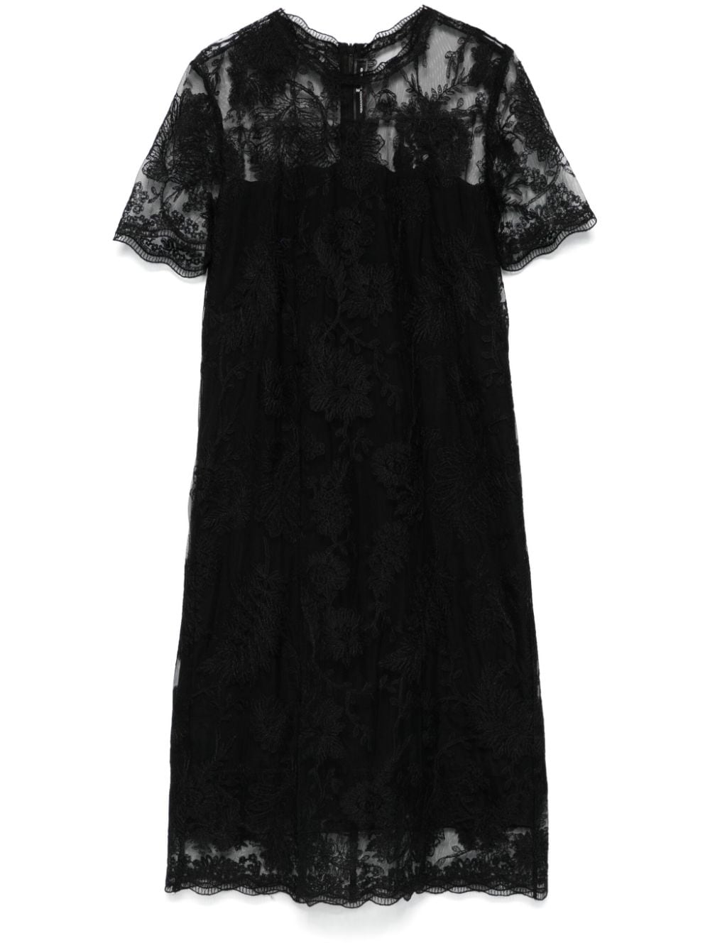 Ermanno Scervino Black Floral Lace Semi-Sheer Dress image 0