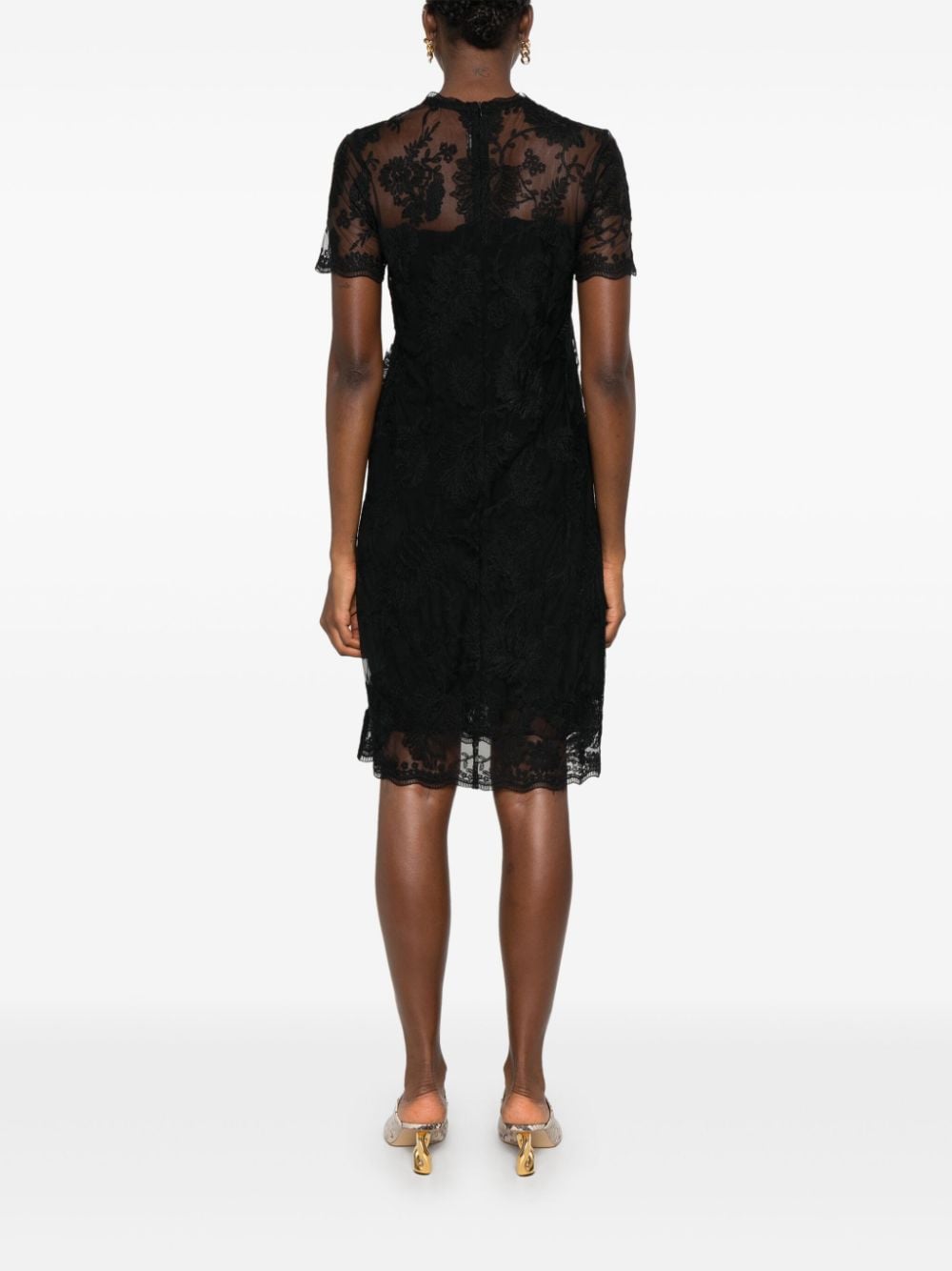 Ermanno Scervino Black Floral Lace Semi-Sheer Dress image 2