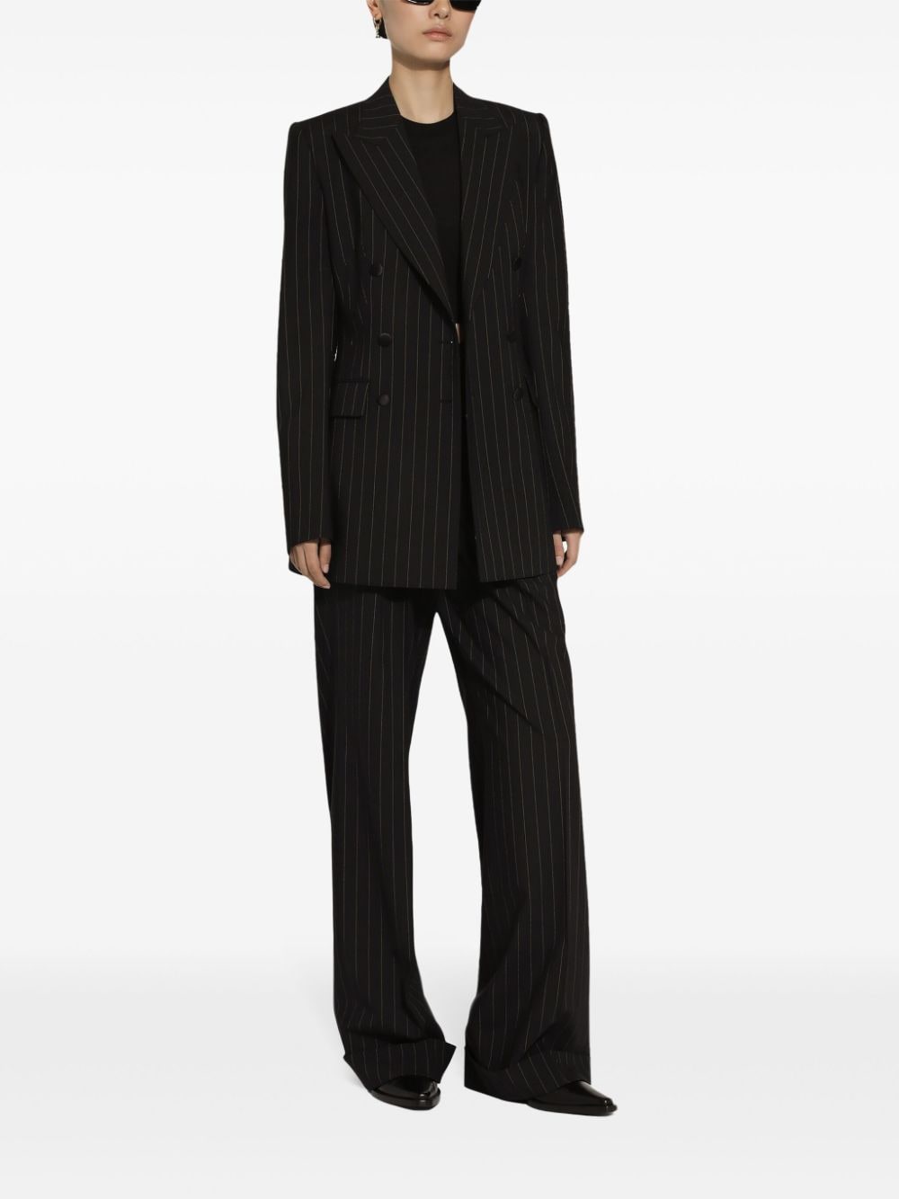 Dolce & Gabbana Pinstripe Wool Trousers - Black image 3