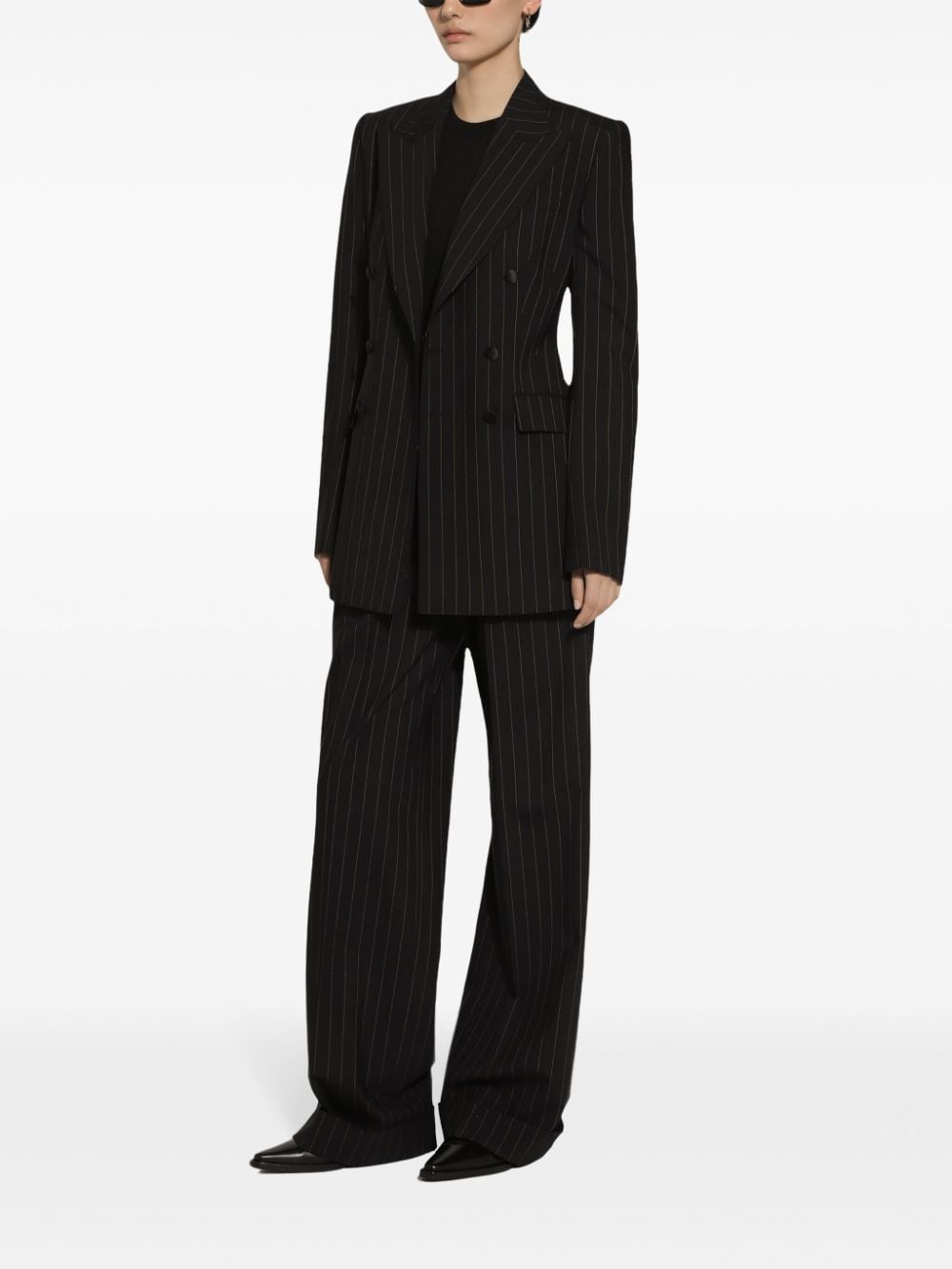 Dolce & Gabbana Pinstripe Wool Trousers - Black image 4