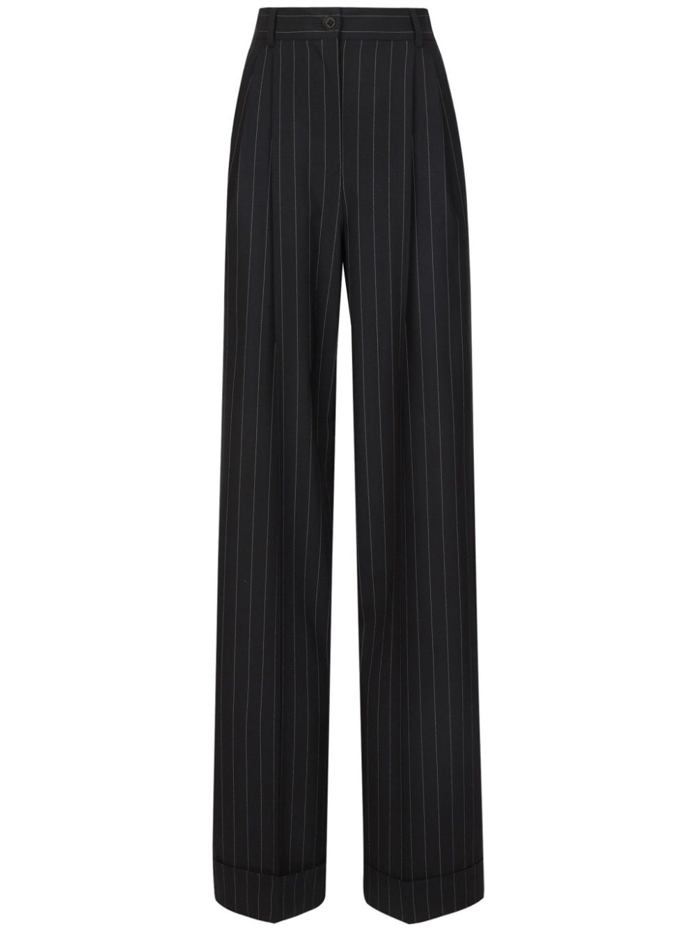 Dolce & Gabbana Pinstripe Wool Trousers - Black image 0