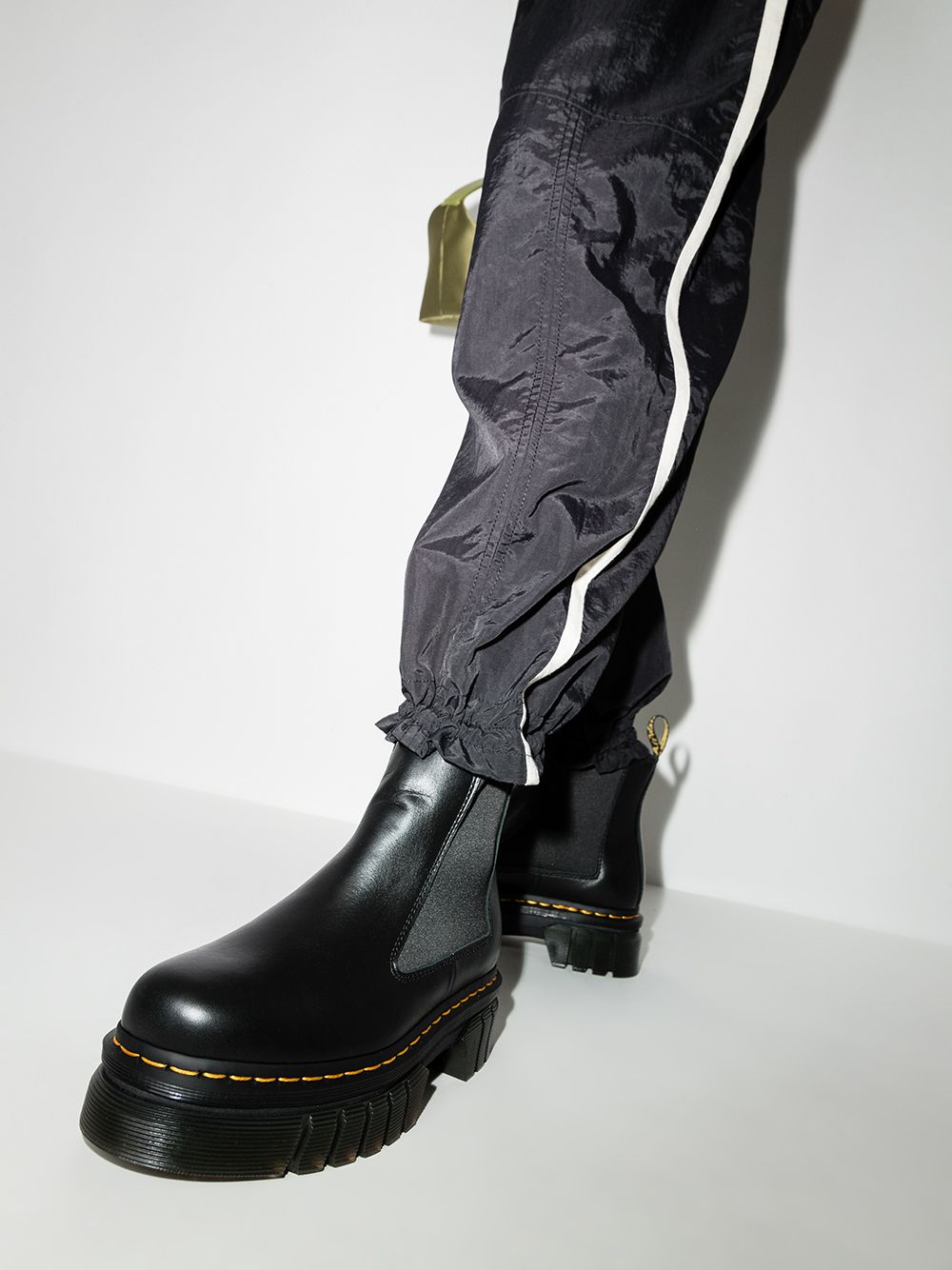 Dr. Martens Black Leather Ankle Boots with Side Elastic Panels image 1