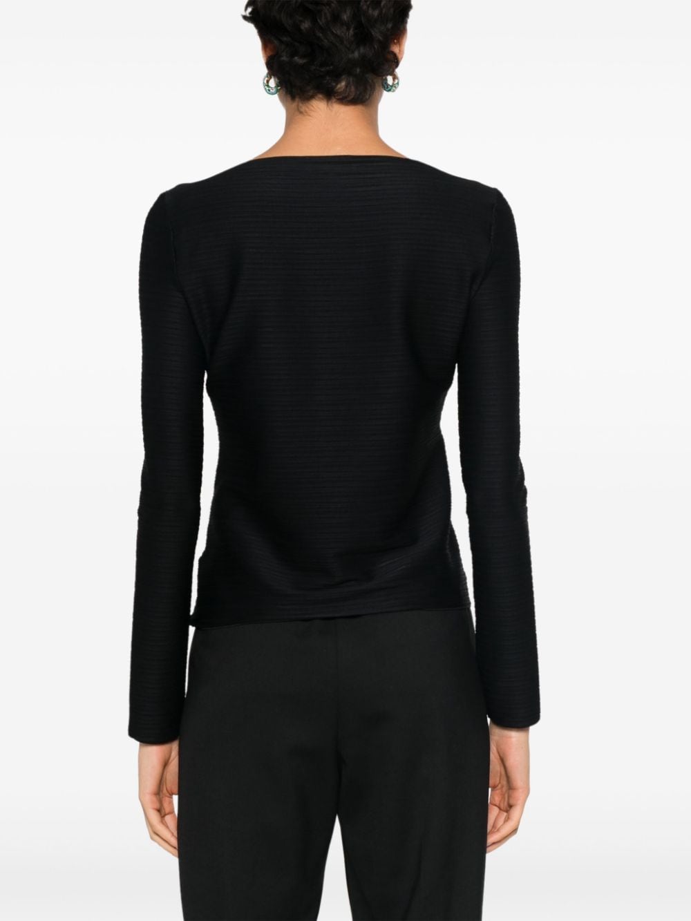 Emporio Armani Women's Black Striped Boat Neck Sweater image 1