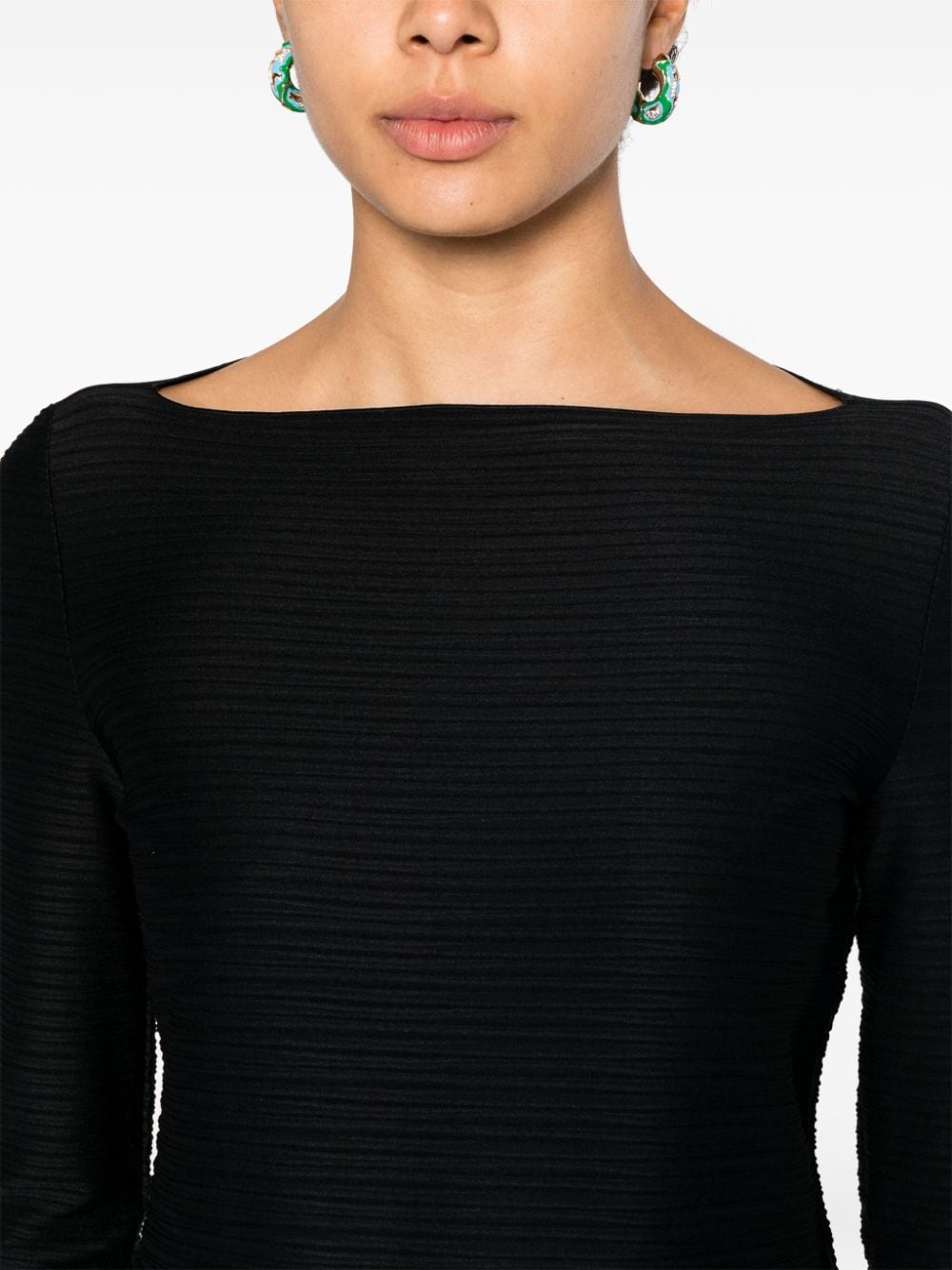 Emporio Armani Women's Black Striped Boat Neck Sweater image 3