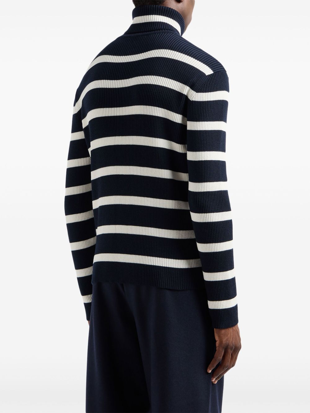 E'CLAT Blue Ribbed Knit Stripe Sweater image 1