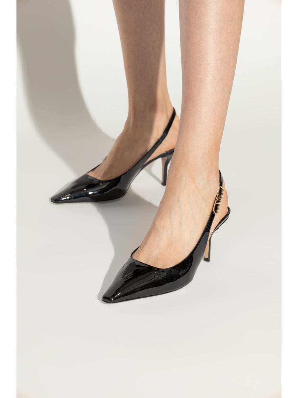 E'CLAT Pointed Toe Slingback Heels - Black image 4