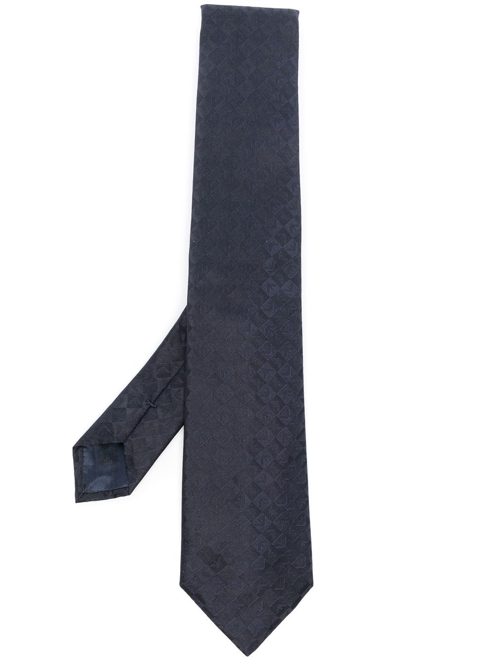 Emporio Armani Navy Blue Silk Jacquard Tie with Logo Motif image 0