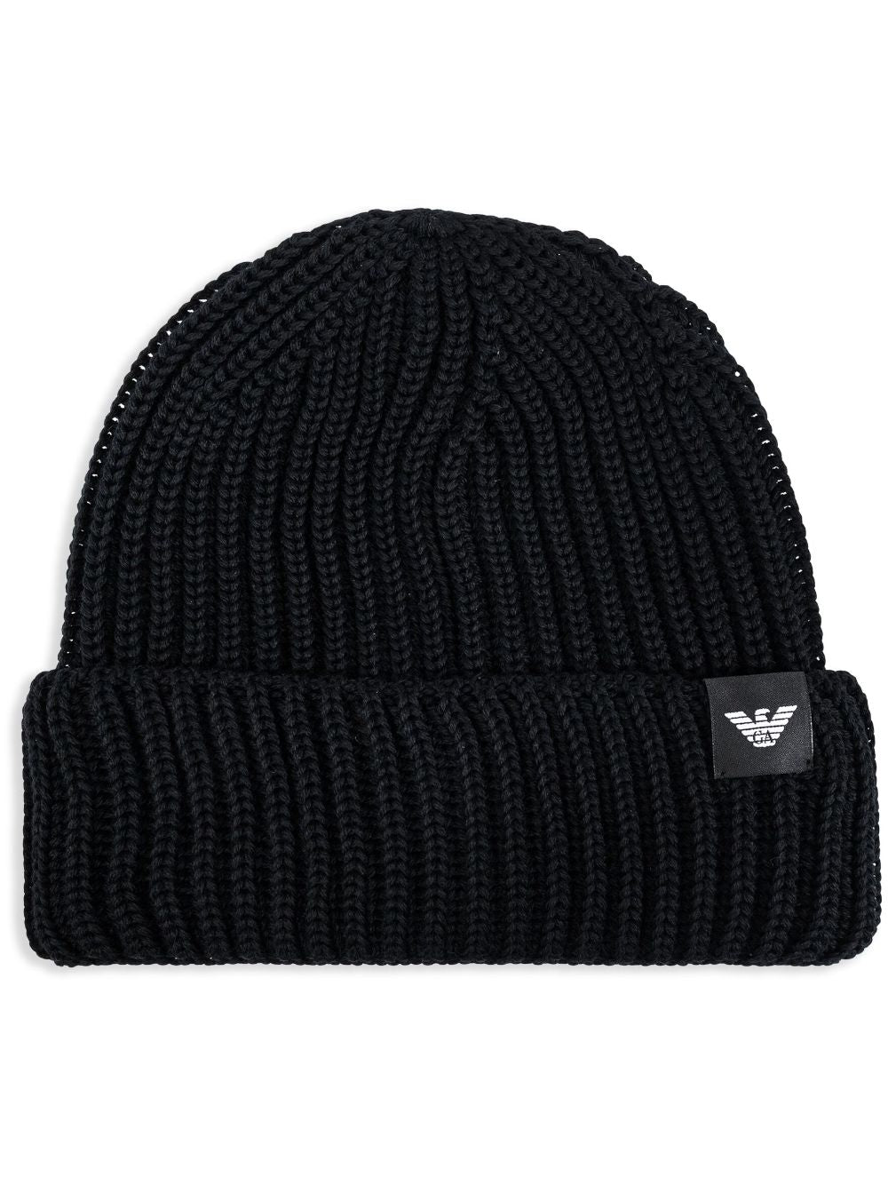 Emporio Armani Black Wool Ribbed Knit Hat image 0