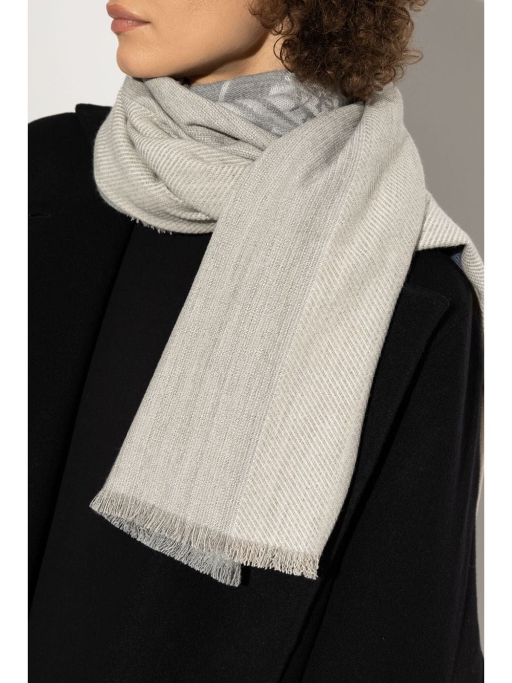 Emporio Armani Dove Grey Jacquard Logo Scarf image 1