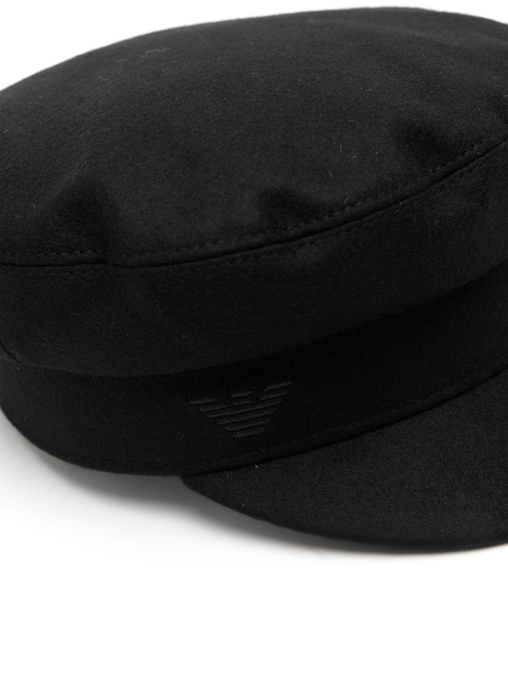 Emporio Armani Black Wool Blend Logo Embroidered Hat image 1