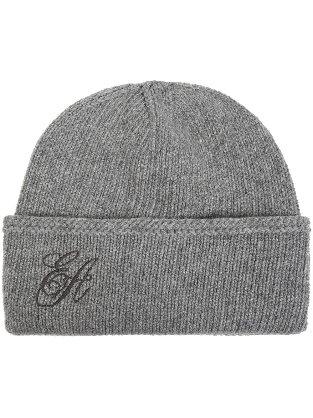 Emporio Armani Grey Wool Knitted Hat with Embroidered Logo image 0