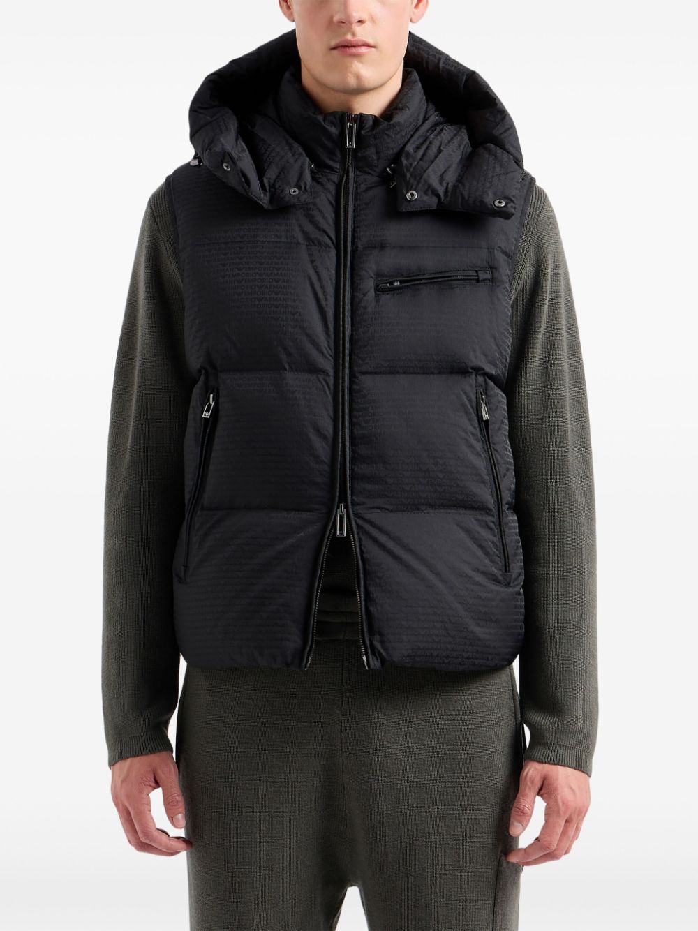 Emporio Armani Black Padded Quilted Jacket with Logo image 1