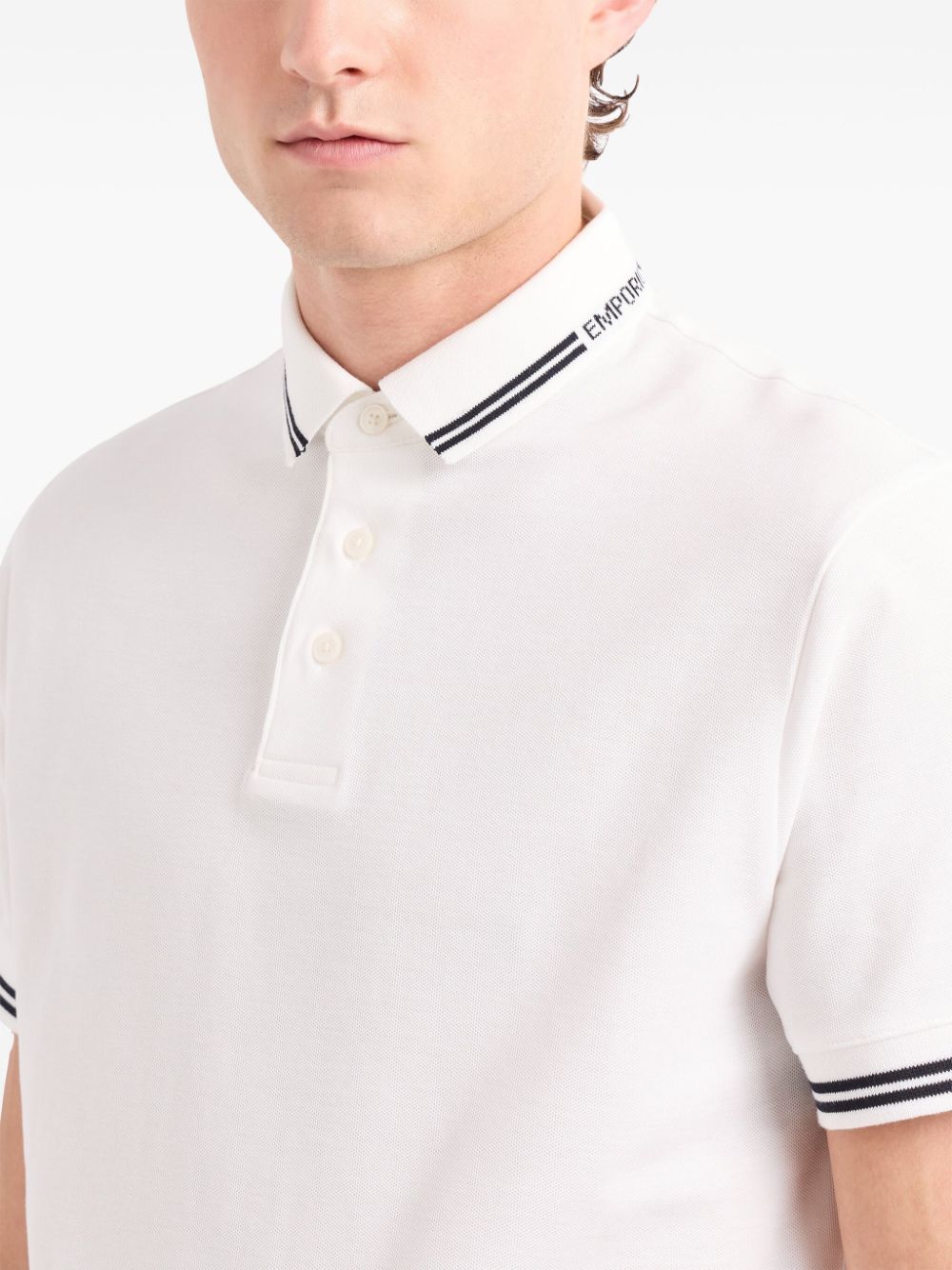 Emporio Armani Men's White Cotton Logo Polo Shirt image 1