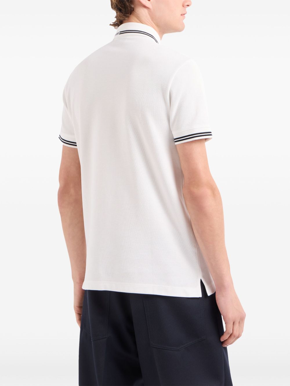 Emporio Armani Men's White Cotton Logo Polo Shirt image 2