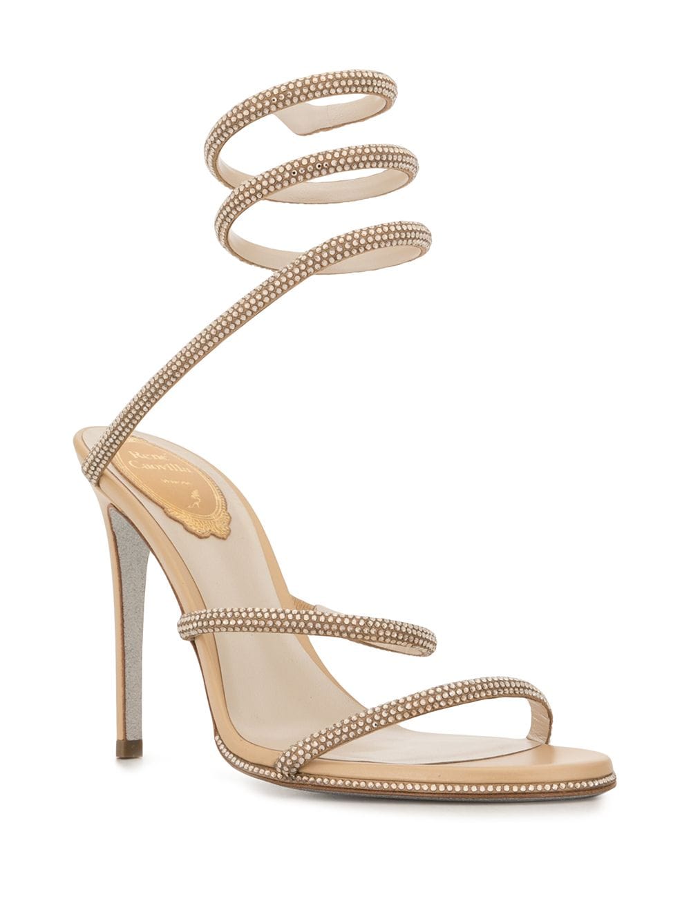 RENE' CAOVILLA Strass Detail Stiletto Sandals - Beige image 3